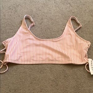 Pink and white strip bikini
